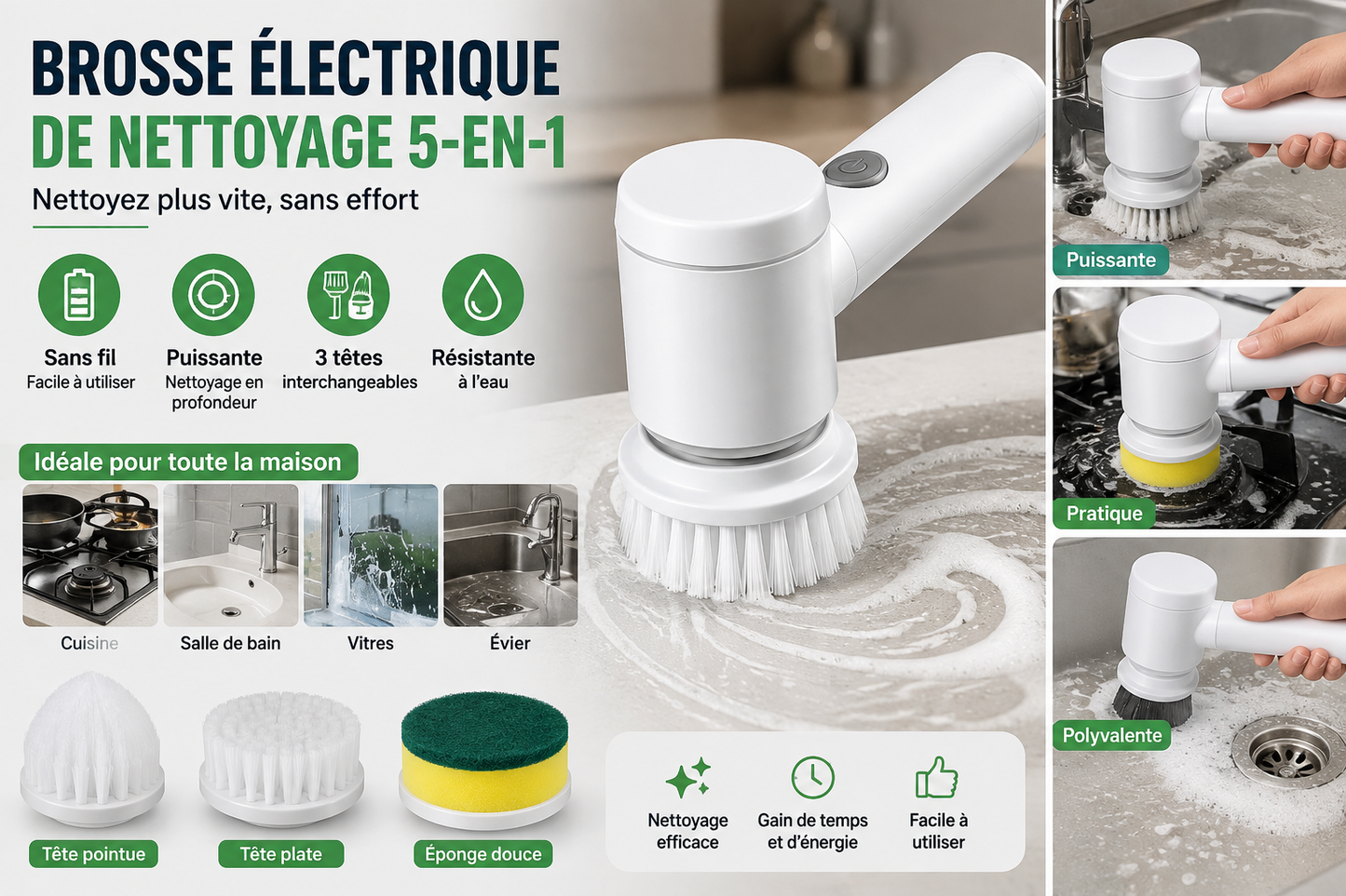 Brosse Électrique de Nettoyage 5-en-1