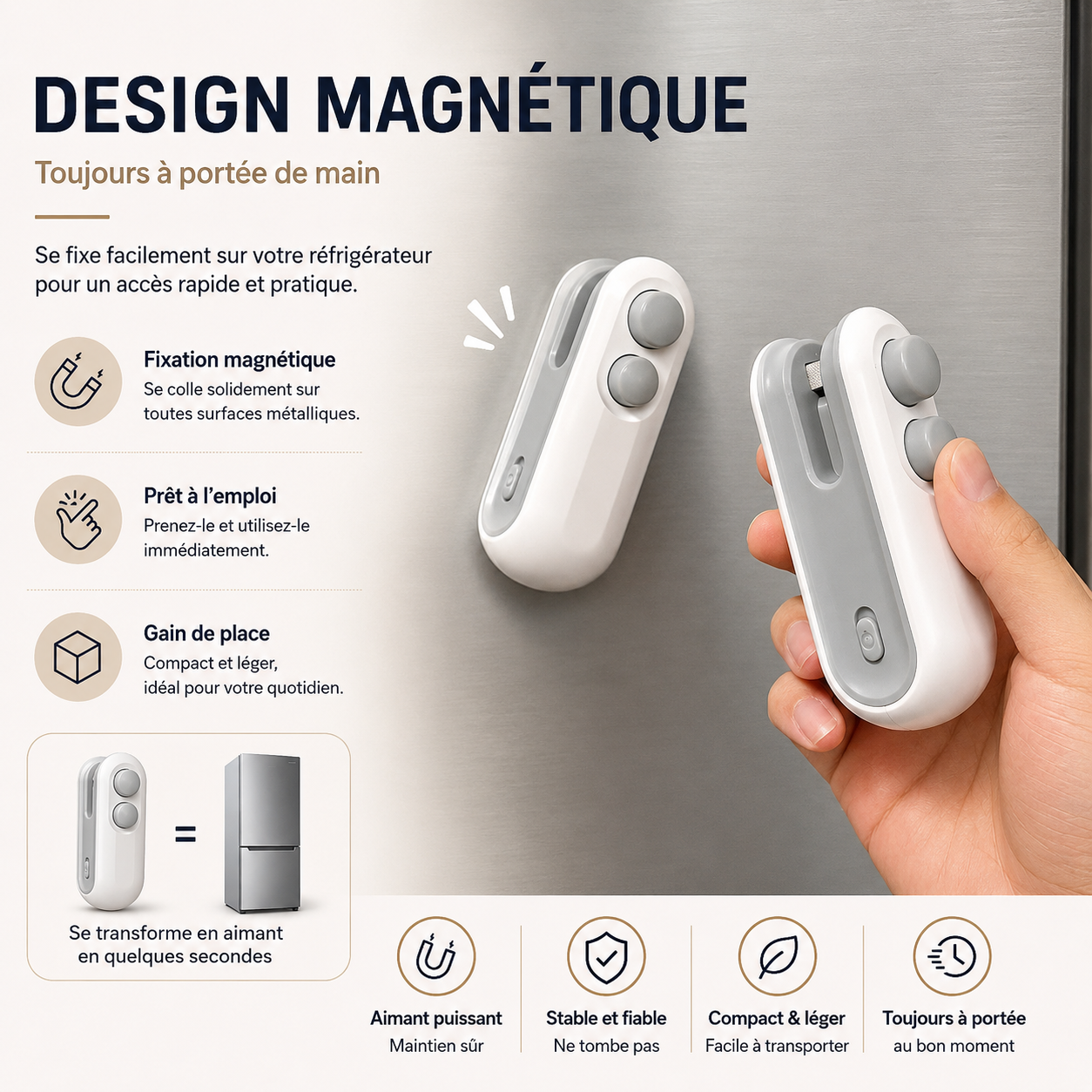 Mini Scelleuse Rechargeable 2-en-1 pour Sacs Alimentaires