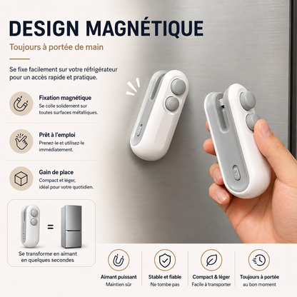 Mini Scelleuse Rechargeable 2-en-1 pour Sacs Alimentaires
