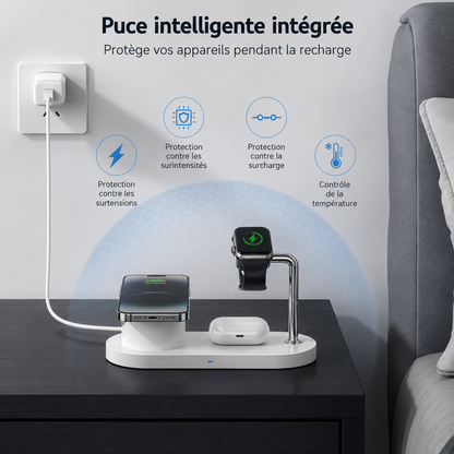 Station de Charge Sans Fil Magnétique 3-en-1 Verticale – Charge Rapide 18W